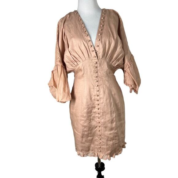 (Flawed) NWT Joslin Studio Taylor Linen Ramie Mini Dress in Rose US Size 4 - Picture 5 of 11